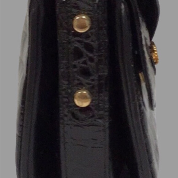 FOR ART-BAG Patent Leather Croc Embossed Small Crossbody, Made in Italy, Black - Picture 6 of 12